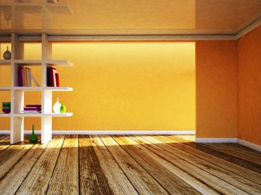 boş oda ile belgili tanımlık pencere, 3d 