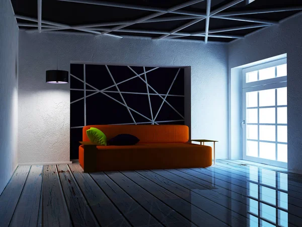 Modernes Sofa im Zimmer, 3d — Stockfoto