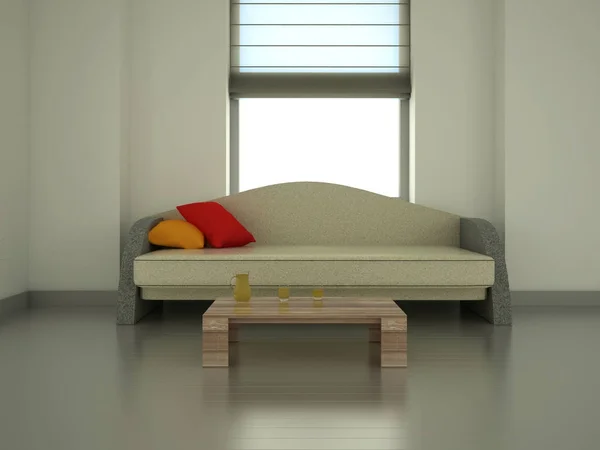 Sofá moderno en la habitación, 3d — Foto de Stock