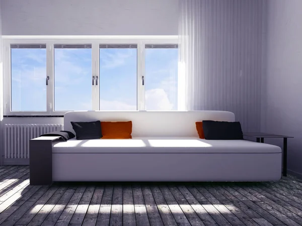 Modern sofa in the room, 3d — Stock Photo, Image