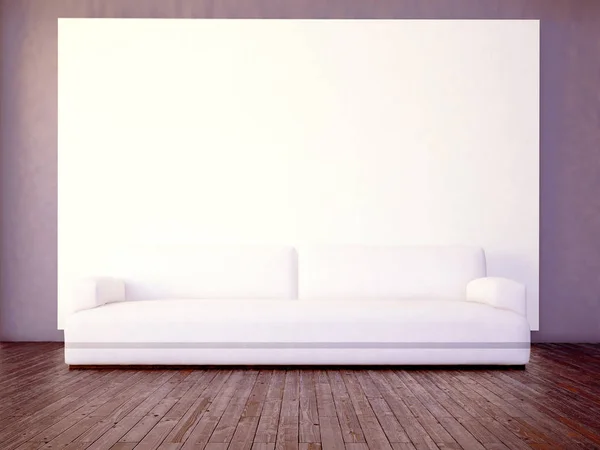 Sofa w pokoju, 3d — Zdjęcie stockowe