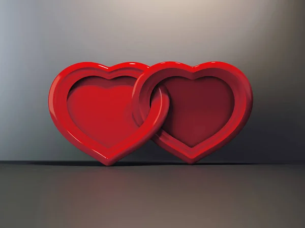 Corazones wo en una habitación oscura, amor y sentimientos, 3d — Foto de Stock