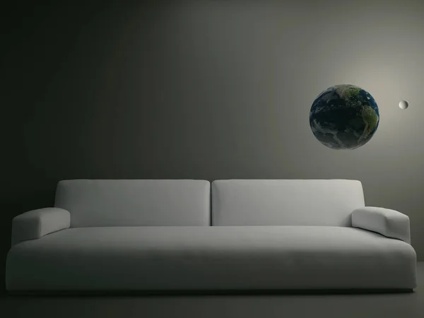 Canapea în cameră, 3d — Fotografie, imagine de stoc