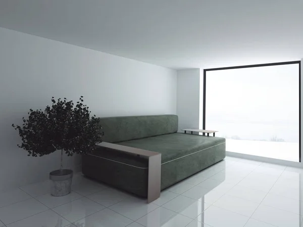 Sofa w pokoju, 3d — Zdjęcie stockowe