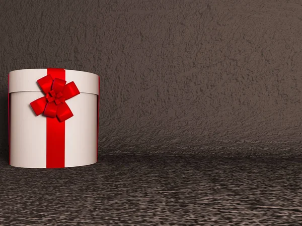 One gift on the retro background, 3d — Stock Photo, Image