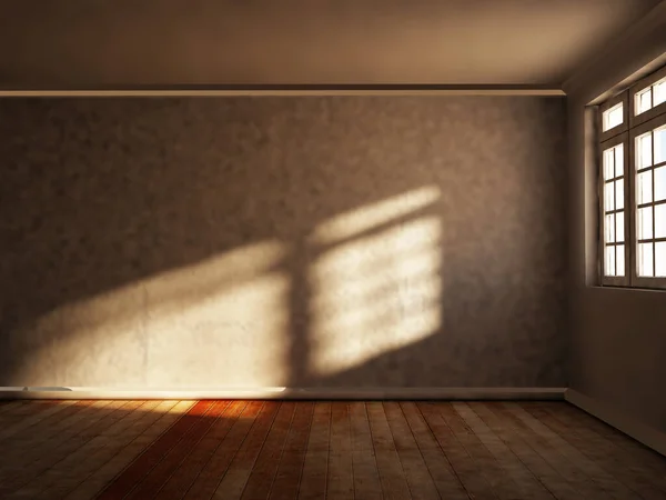 茶色の空の部屋3Dレンダリング — ストック写真