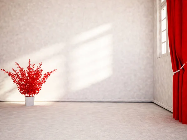 部屋の赤い植物3Dレンダリング — ストック写真