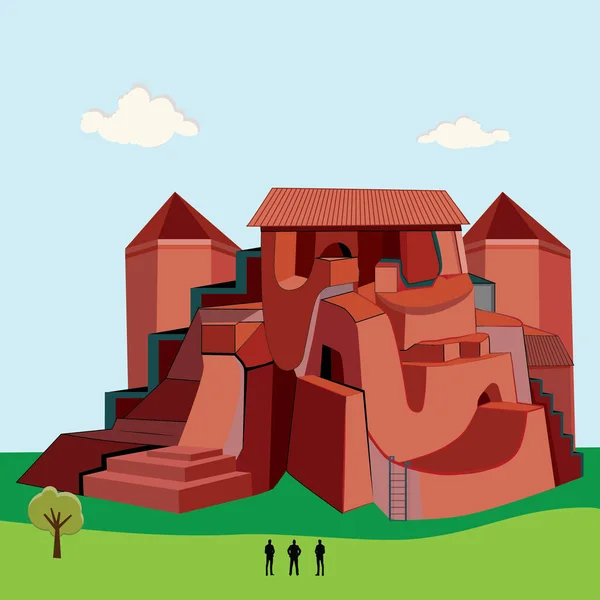 Big red castle — Stock Vector