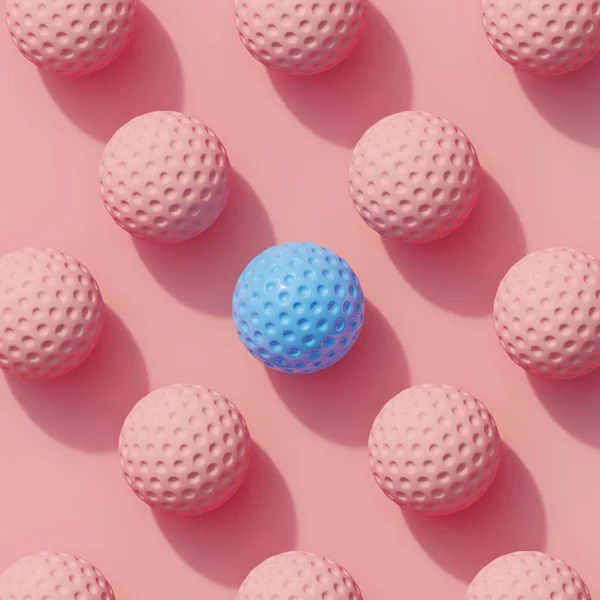 Azul Bola Golf Color Blanco Muchas Bolas Golf Color Rosa —  Fotos de Stock