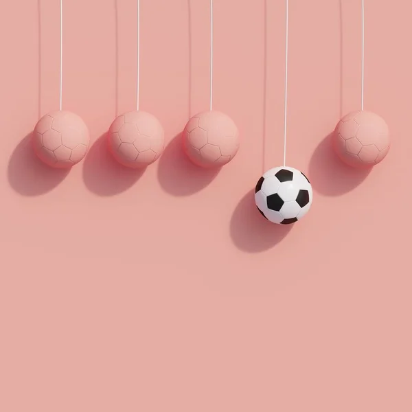 Outstanding White Football Hanging Pink Football Pink Background Minimal Sport — 스톡 사진