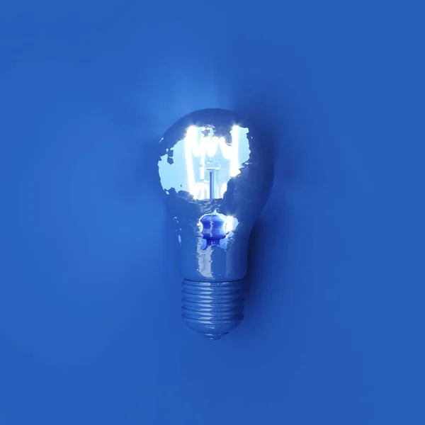Κλασική Μπλε Λάμπα Χρώμα Ράγισμα Φωτισμός Λάμψη Μπλε Φόντο Ελάχιστες — Φωτογραφία Αρχείου