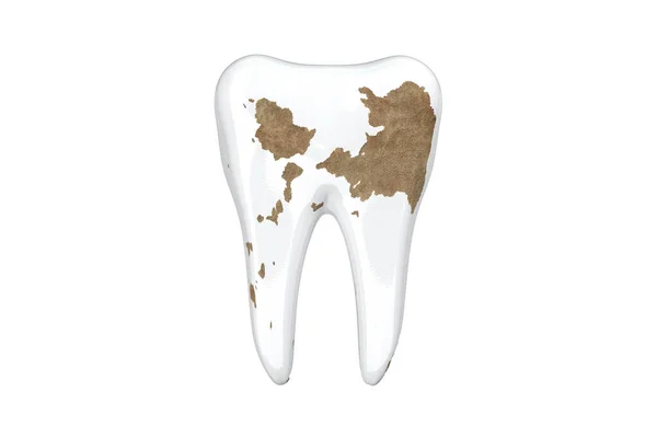 Izolować Zamknij Uszkodzenie Zębów Białym Tle Renderowanie — Zdjęcie stockowe