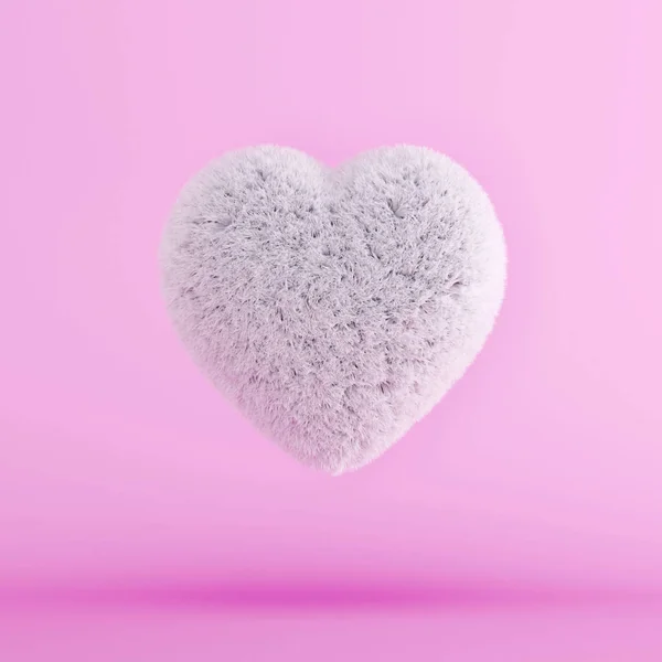 Coração Pele Branca Flutuando Sobre Fundo Rosa Conceito Mínimo Valentine — Fotografia de Stock