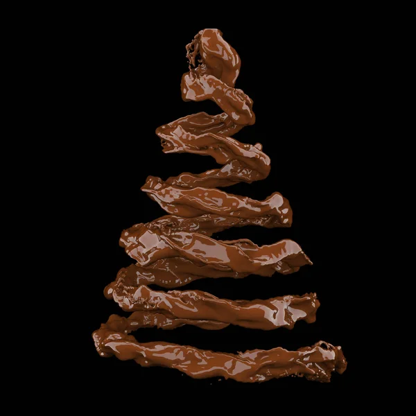 Çikolatalı Noel Ağacı Siyah Arka Planda Fikir Oluşturur Hazırlama — Stok fotoğraf