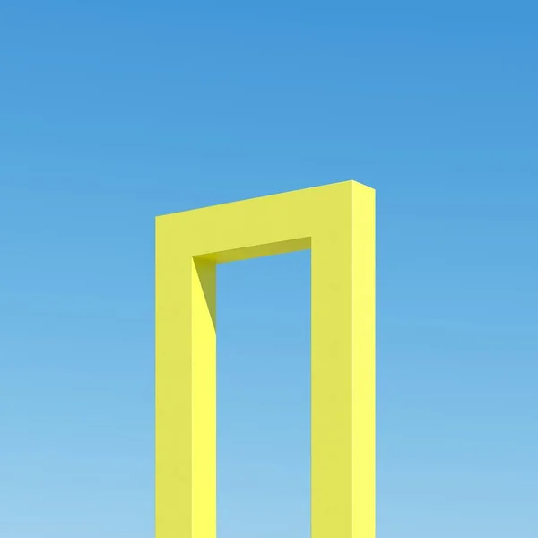 Žlutý Tvar Budovy Dveří Stíny Pozadí Oblohy Minimální Architektura Ideas — Stock fotografie