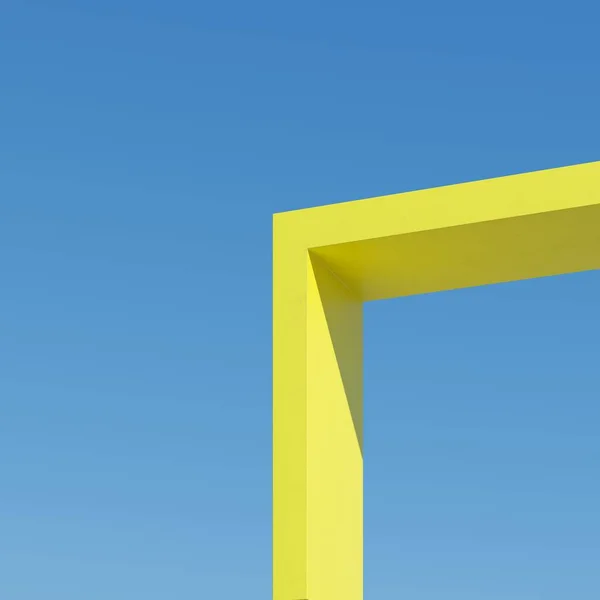 Жовта Форма Прямої Будівлі Тінями Фоні Неба Концепція Мінімальної Архітектури — стокове фото