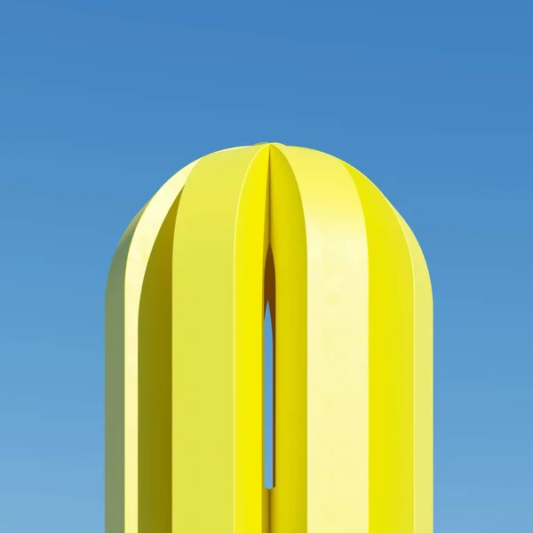 Жовта Будівля Тінями Фоні Неба Концепція Мінімальної Архітектури Рендеринг — стокове фото