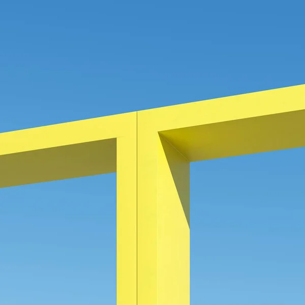 Yellow Shape Building Shadows Sky Background Minimal Architecture Ideas Concept — Stock Photo, Image