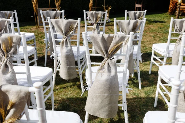 Decorative chairs at the wedding ceremony. — Stock Photo, Image