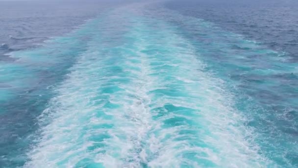 Schiff Heck Über Bord Ansicht Wasserturbulenzen Durch Schiffsschraube — Stockvideo