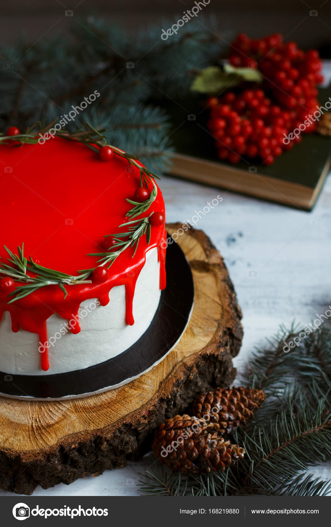 Traditional Homemade Christmas Cake Holiday Dessert With Cranberry