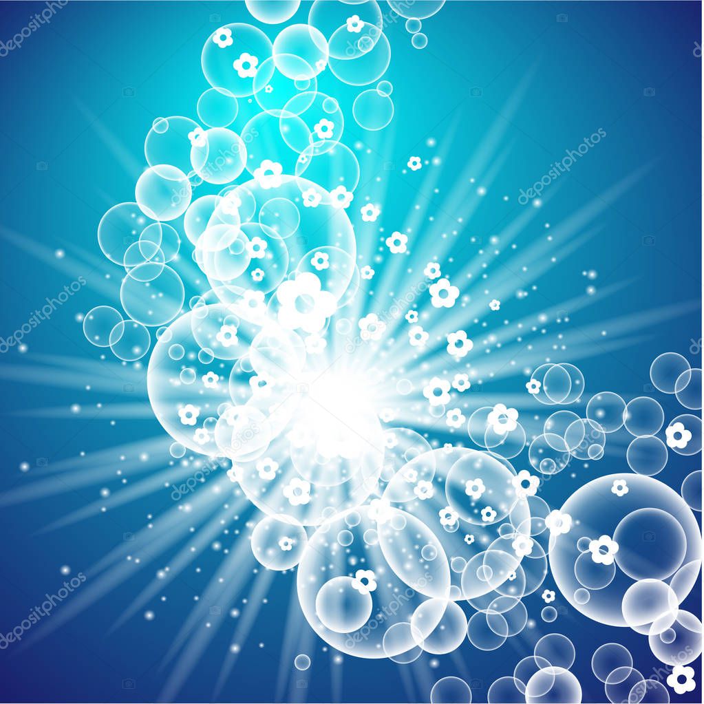 Packaging design template for washing powder. Super clean. Soap bubbles, foam. Vector