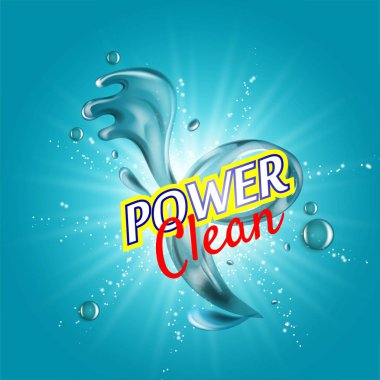 deterjanlar için ambalaj tasarım şablonu. Süper temiz. Sabun köpüğü, köpük. Vektör çizim.