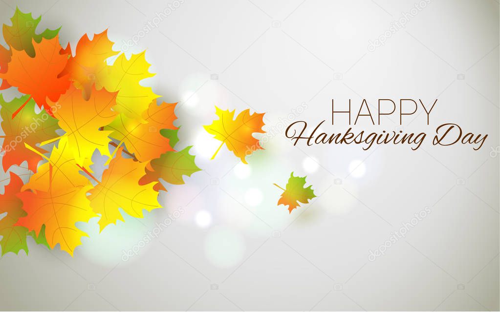Happy Thanksgiving Day background. Autumn poster or banner with leaves. Beautyfull greating thanksgiving day card.