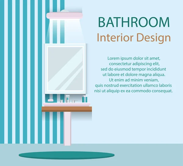 Ilustración vectorial. Diseño plano. Cuarto de baño con muebles. Cuarto de baño interior . — Vector de stock