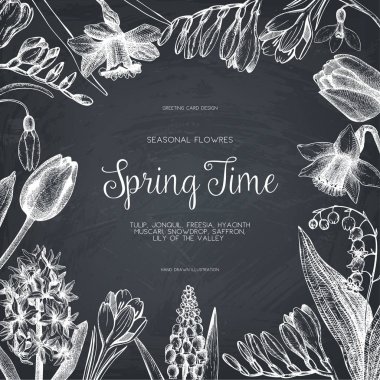  El çizimi bahar çiçekleri