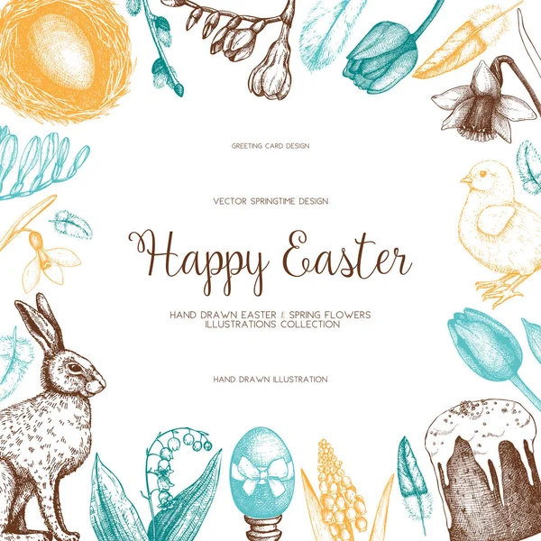 . Happy Easter Day vintage design — Stock Vector