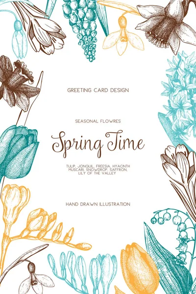 Hand drawn spring flowers — Stock Vector