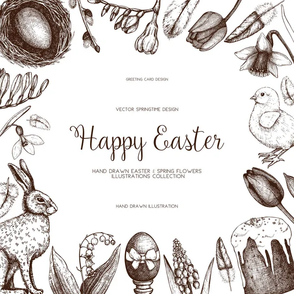 . Happy Easter Day vintage design — Stock Vector