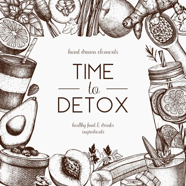 Desenho de moldura de dieta Detox . — Vetor de Stock