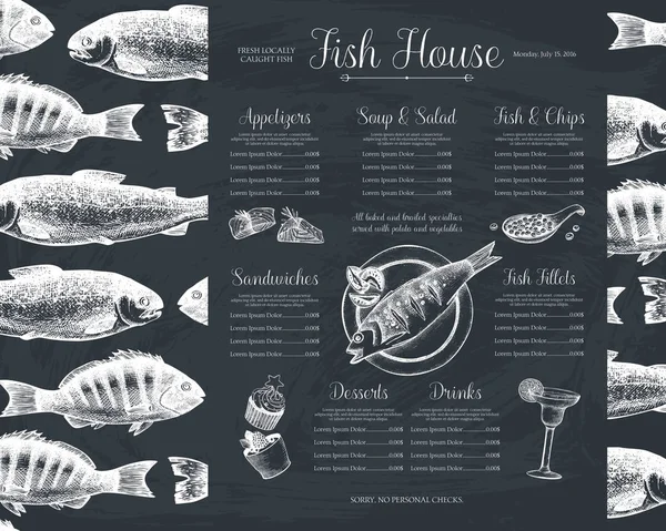 Desain menu seafood . - Stok Vektor