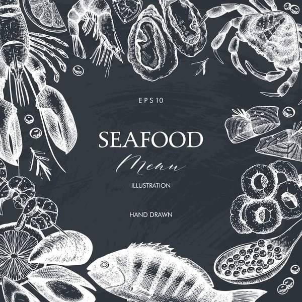 Menu de frutos do mar sem costura — Vetor de Stock
