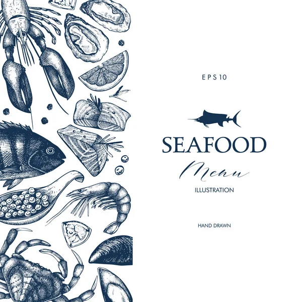 Seamless Seafood Menu — Stock Vector