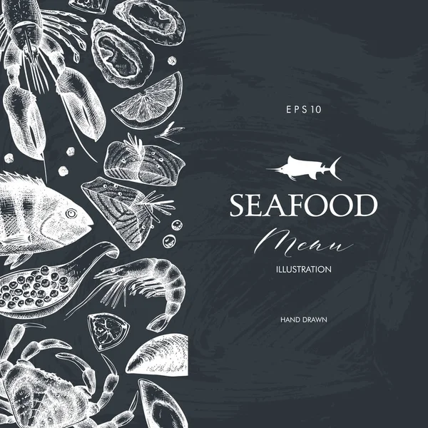 Seamless Seafood Menu — Stock Vector