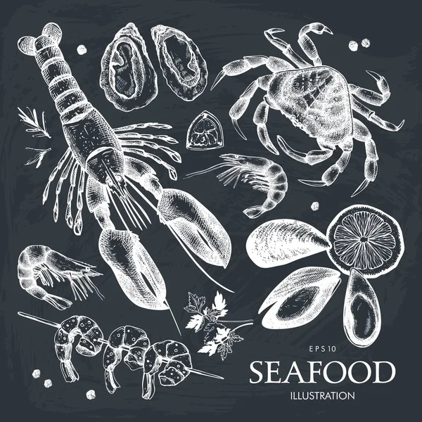 Seamless Seafood background — Stock Vector