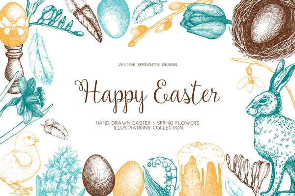 . Happy Easter Day vintage design — Stock Vector