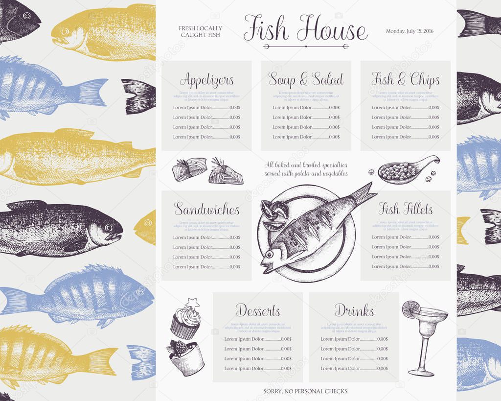 Seafood  menu design.