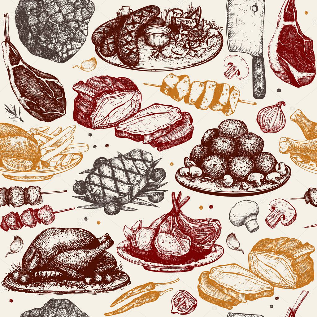 hand drawn meat illustration