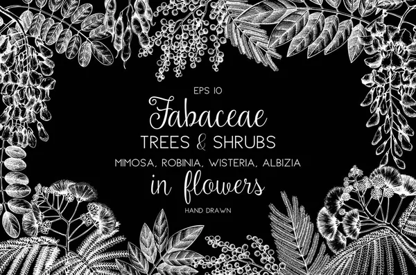 Árvores vintage e arbustos em flores ilustração . —  Vetores de Stock