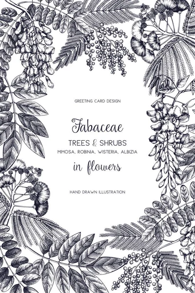 Деревья и кустарники в цветочной рамке — стоковый вектор