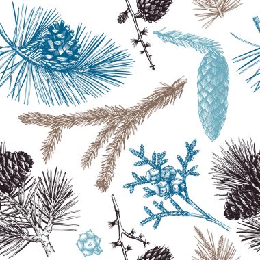  elle çizilmiş kozalaklı ağaçlar ile arka plan.