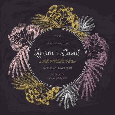 Hassas Albizia elemanları ile vektör çerçeve