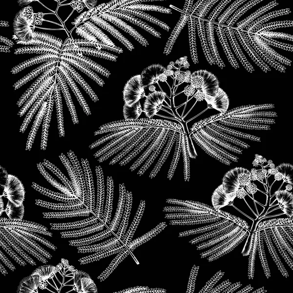 Achtergrond met decoratieve albizia bloemen — Stockvector