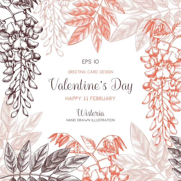 Tarjeta floral del día de San Valentín — Vector de stock