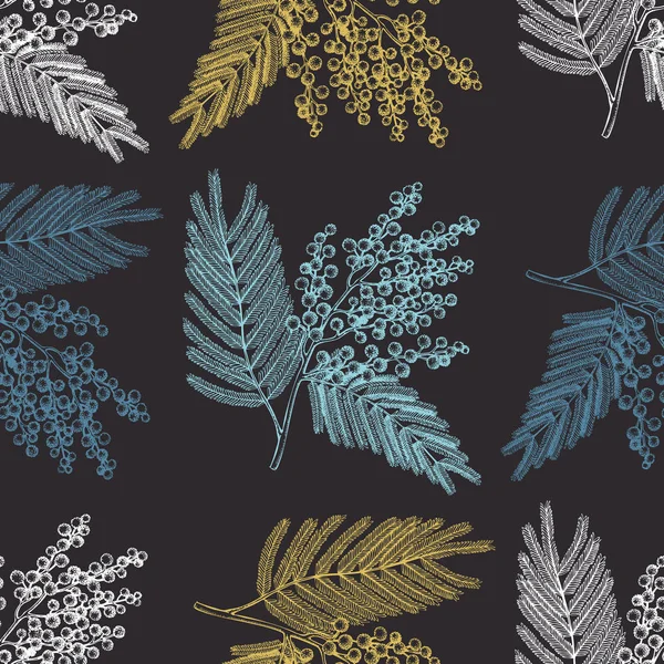 Patrón con boceto de Mimosa dibujado a mano — Archivo Imágenes Vectoriales