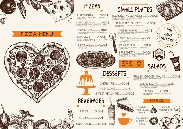 Vintage menu design for cafe or restaurant. — Stock Illustration Vintage menu design for cafe or restaurant. Stock Illustration